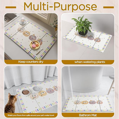 Stone Drying Mat for Kitchen Counter, Large Stone Dish Drying Mat - Diatomite Earth Water Absorbing Drying Stone for Kitchen Counter Mat, Quick Dry Stone Mat Kitchen