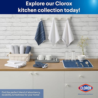 CLOROX Ribbed Bar Mops - 100% Cotton Quick Dry Extra Large Dishcloths - Absorbent Multipurpose Cleaning Cloths for Restaurants, Kitchen, Bathroom, Hotel - 16" x 19" - White 6 Pack