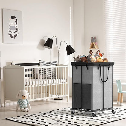 150L Large Laundry Hampers, Oxford Fabric Laundry Hampers Clothes Hampers, Metal Frame and Removable Bag Design with Wheels, Suitable for Bedroom, Bathroom, Dorm Room, Laundry Room (Cationic Gray)