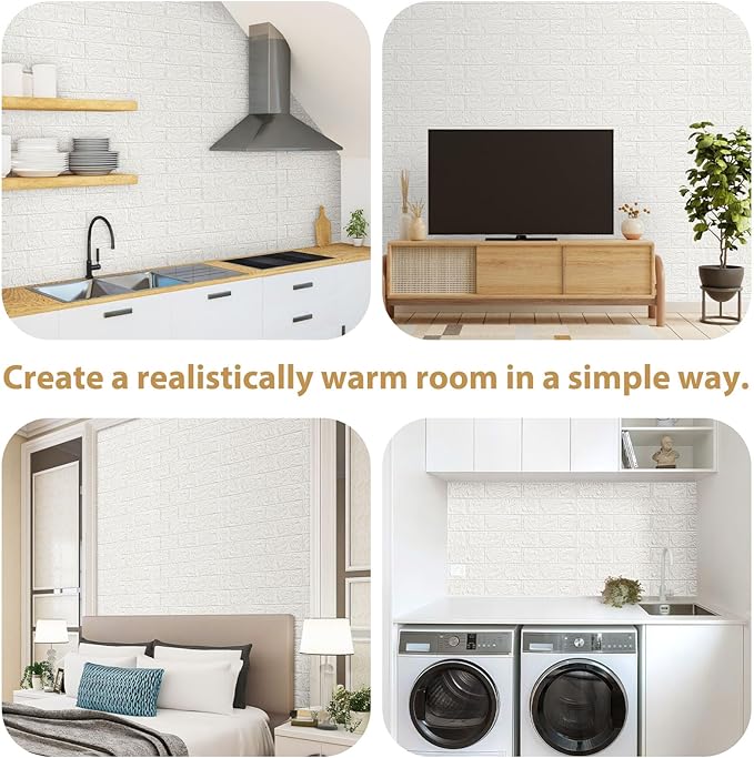 JOLOV 20 PCS 3D Wall Panels Peel and Stick - PE Foam DIY Self Adhesive, Waterproof, Perfect for Interior Wall Decor in Bedroom & Living Room (20)