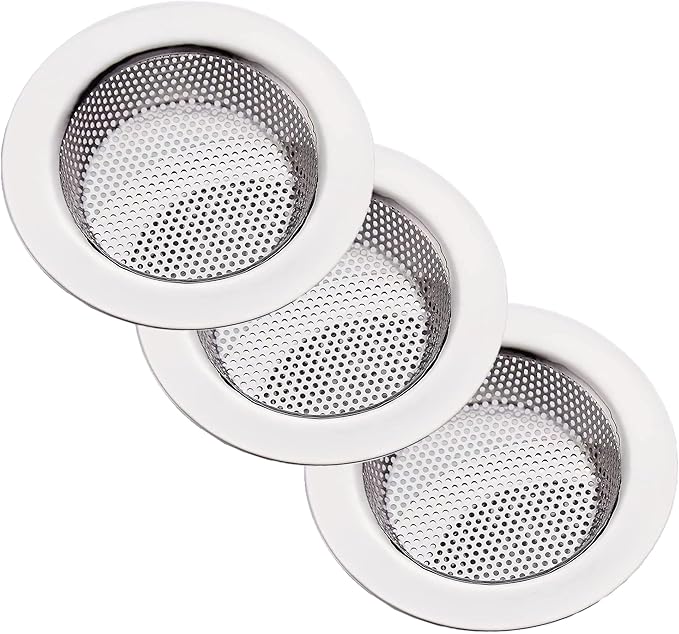 Kitchen Sink Strainer Stainless Steel, LASSHSWA Kitchen Sink Drain Strainer, Sink Strainers for Kitchen Sinks with Large Wide Rim 4.5" Diameter (2)
