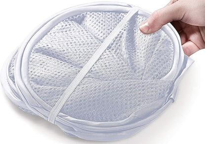 Foldable Mesh Clothes Hampers with Big Pocket Durable Pop-Up Laundry Basket Room Organizer Toy Storage Bins White