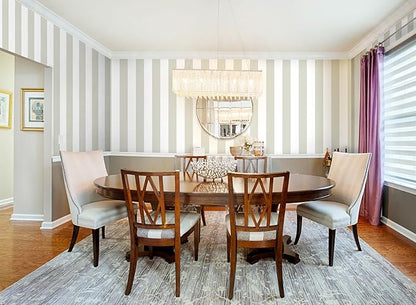 Guvana 17.7"×197" Striped Contact Paper Brown and White Peel and Stick Wallpaper Modern Self Adhesive Wallpaper DIY Removable Wall Paper for Livingroom Bathroom Covering Vinyl Roll