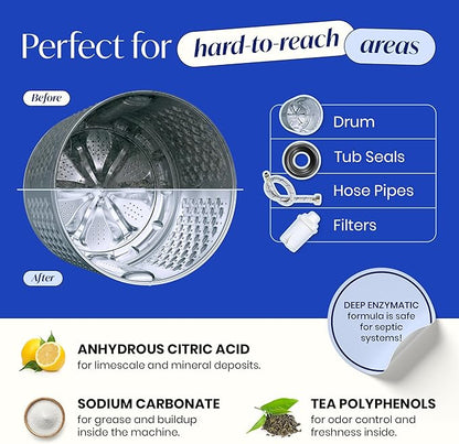 Washing Machine Cleaning Tablets – Washing Machine Cleaner Tablets Remove Pet Odor, Fur, and Dirt Buildup – Deodorizing for HE, Front, Top Load Types – Safe for Septic Systems – 24 pcs