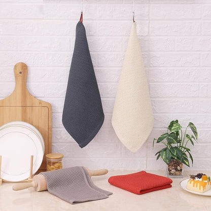 Kitinjoy 100% Cotton Kitchen Dish Cloths (12 X 12 Inches, Multicolor), 12 Pack Waffle Weave Ultra Soft Absorbent Dish Towels for Drying Dishes Quick Drying Kitchen Towels Dish Rags