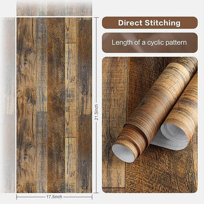 Livebor Brown Wood Contact Paper Peel and Stick Wallpaper 17.5" X 196.8" Rustic Wood Peel and Stick Faux Wood Wall Paper Plank Self Adhesive Contact Paper for Wall Decorative Cabinets Shelf Liner Use