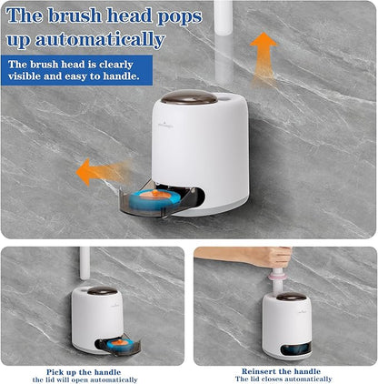 Disposable Toilet Brush: an Innovative Automatic pop-up Toilet Brush that Comes with 24 Replacement Brush Heads and 3 air-freshening Scent Rings. Toilet Brush and Set.360° Cleaning