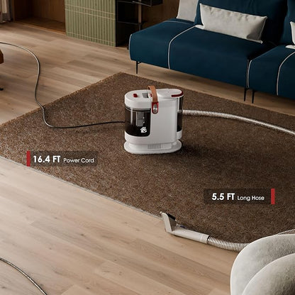 WURESE Portable Upholstery and Carpet Cleaner Machine, 15Kpa Spot Cleaner Deep Cleans Pet Stains, Couch Cleaner with 3 Tools and Self-Cleaning System for Area Rugs, Furniture, Stair, Car, Red