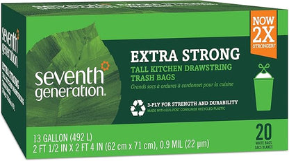 Seventh Generation Drawstring Kitchen Trash Bags 13 gal, 20 Bags