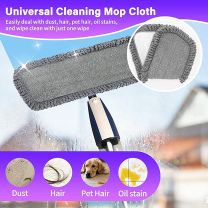 PowerMop for Floor Cleaning with 3 Washable Pads - Wet Dry Microfiber Mop with 720 ml Refillable Bottle for Kitchen Wood Floor Hardwood Laminate Ceramic Tiles Floors Dust Cleaning