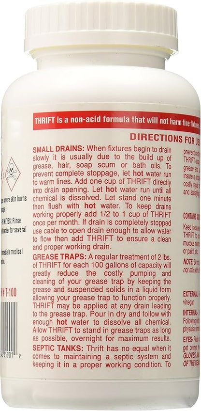 Thrift T-100 Alkaline Based 1-Pound Granular Drain Cleaner,Red