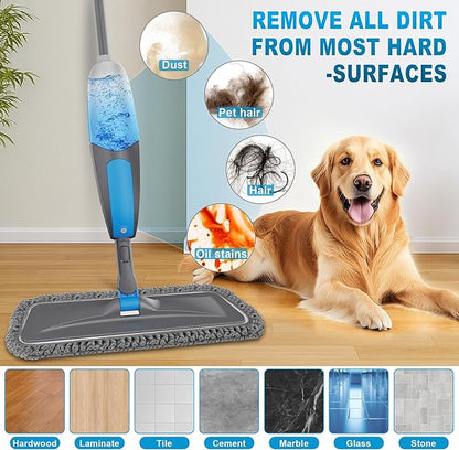 Spray Mops for Floor Cleaning - Microfiber Wet Dry Dust Mop for Hardwood Laminate Wood Tile Vinyl Floors with 3 Washable Pads fit for Swiffer PowerMop
