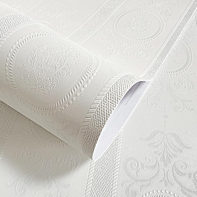 JiffDiff Wallpaper Peel and Stick Textured,3D Embossed Wall Paper Stick on Wallpaper Modern Waterproof Self Adhesive Contact Paper(17.3" x 800")