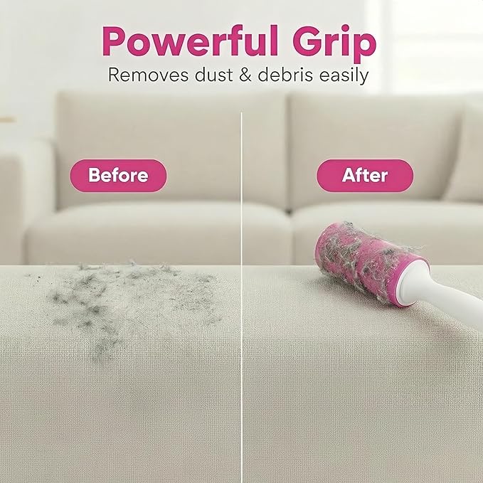 Washable Gel Lint Roller 2 Pack, Reusable Sticky Lint Roller Portable Pet Hair Remover Cleaner for Clothes, Travel, Home, Large with Cover
