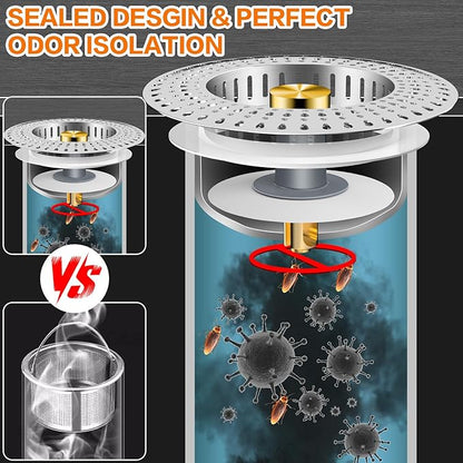 Kitchen Sink Drain Strainer, 18/8 Stainless Steel, Sink Stopper Kitchen Drain
