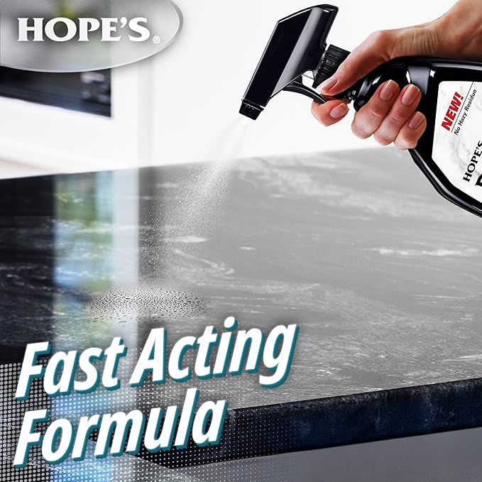 HOPE'S Perfect Quartz Countertop Cleaner, No Hazy Residue, Streak-Free, Safe on Food Contact Surfaces, Fragrance-Free, Sunscreen-Free, Counter Cleaner for All Brands of Quartz, 23 Fl Oz, Pack of 12