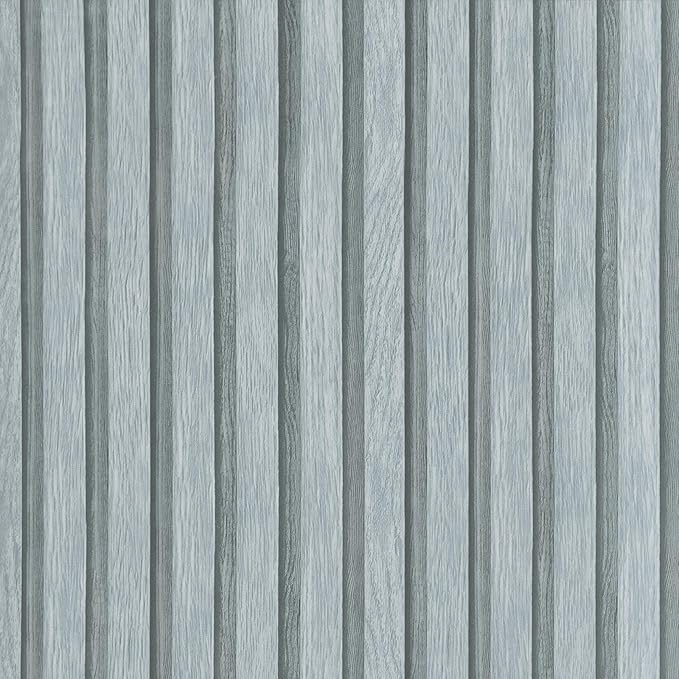 Yun-aeon Wood Slat Peel and Stick Wallpaper 17.3"x 300" Light Grey Wood Grating Stripe Contact Paper Removable Faux Wood Panels Wallpaper Self Adhesive Waterproof Vinyl Wall Paper for Bedroom Kitchen