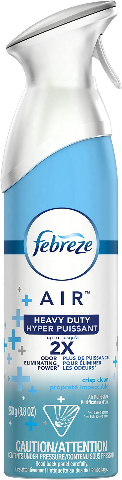 Febreze Air Mist Air Freshener Spray, Odor-Fighting Room Spray, Air Fresheners for Home and Bathroom and Kitchen, Aerosol Can, Heavy Duty Crisp Clean Scent, 8.8oz, 1 Count