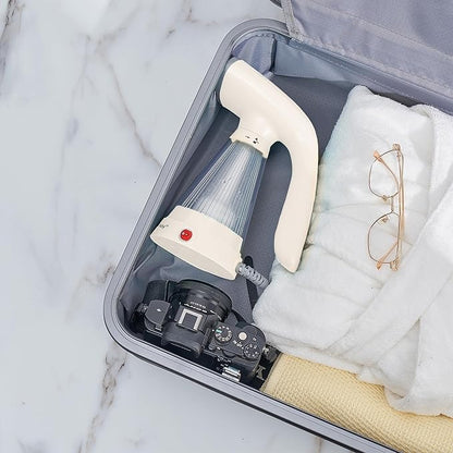 True & Tidy, Hand Held Garment Steamer with Stainless Steel Nozzle, Includes Fabric Brush and Water Cup, TS-20A (White)