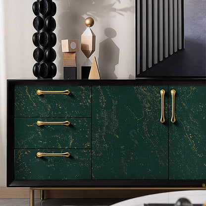 Dimoon 15.7"x78.7"Green Wall Paper Peel and Stick Modern Green and Gold Contact Paper Removable Self-Adhesive Stick on Wallpaper Waterproof Countertops Wallpaper for Kitchen Bathroom Vinyl Roll