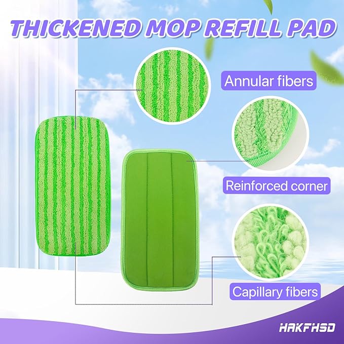 8 Pack Reusable Mop Replacements Pads Compatible for Swiffer Wet Jet Mop, Wet Spray Pad Refill Pads for Wet Jet Mop- Dry Wet Use for 10-12inch Wet Spray Mops- Suitable for Hardwood Floor Cleaning