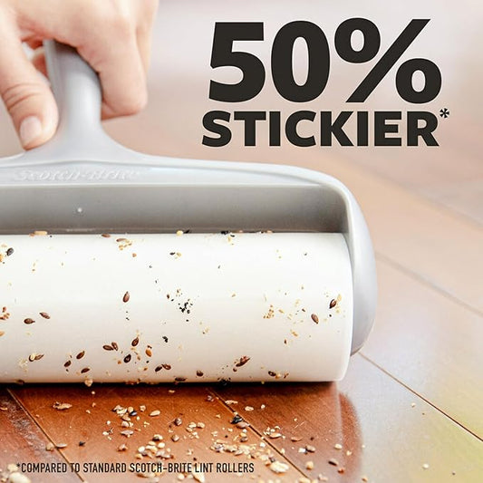 Scotch-Brite Extreme Clean Large Lint Roller Refills, 50% Stickier*, Heavy Duty for Removing Debris and Pet Hair on Clothes, Furniture, Cars, Offices & More, 4 Pack, 240 Adhesive Sheets Total