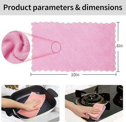 10Pack Kitchen Cloth Dish Towels,Super Absorbent Coral Velvet Dishtowels,Nonstick Oil Washable Fast Drying,Double-Sided Dish Towel,Used for Table Dish Glass Pet Paw（5Colors）