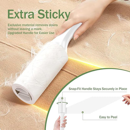 Lint Roller 3 Pack for Pet Hair & Clothes, Portable Sticky Lint Rollers with Ergonomic Handle, Extra Sticky Pet Hair Remover for Couch, Car, Furniture & Travel