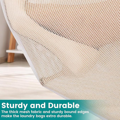 Dntorx 4Pcs Durable Cotton Mesh Laundry Bags for Delicates, 12×16inch Breathable Laundry Mesh Wash Bags with Sturdy Zipper for Delicates, Clothes, Pants, Underwear, Bra, Socks (M)
