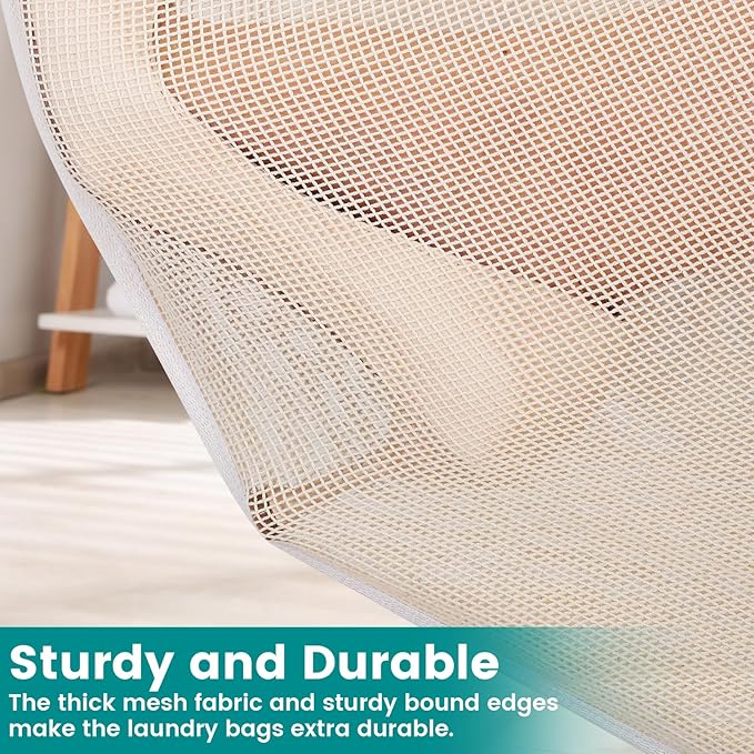Dntorx 4Pcs Durable Cotton Mesh Laundry Bags for Delicates, 20×24inch Large Breathable Laundry Mesh Wash Bags with Sturdy Zipper for Delicates, Clothes, Pants, Underwear, Bra, Socks (XL)