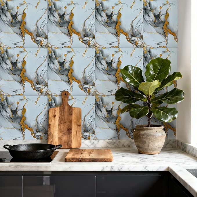 30 Sheets Peel and Stick Wall Panels, Self-Adhesive PVC Wall Panels for Kitchen Backsplash, Bathroom, Decoration, 11.8"x11.8" (Not Real Tiles)