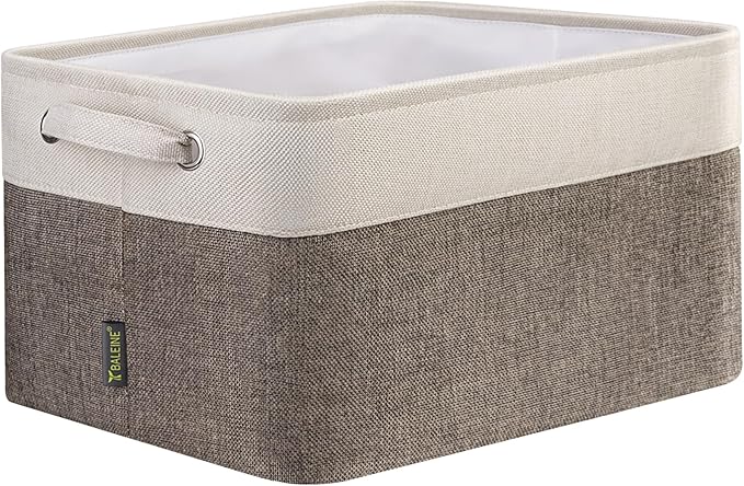 BALEINE 1 Pack Fabric Closet Storage Bins for Shelves, Linen Closet Organizers and Storage, Decorative Baskets for Organizing, Shelf, Clothes, Home, Office (Brown, 12"x8"x8")