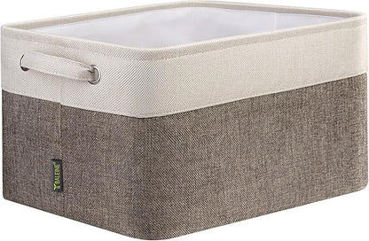 BALEINE 1 Pack Fabric Closet Storage Bins for Shelves, Linen Closet Organizers and Storage, Decorative Baskets for Organizing, Shelf, Clothes, Home, Office (Brown, 12"x8"x8")