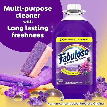 Fabuloso 2X Multi-Purpose Cleaner, No Rinse Floor Cleaner, Long-Lasting Freshness, Lavender Scent, 169 fl oz