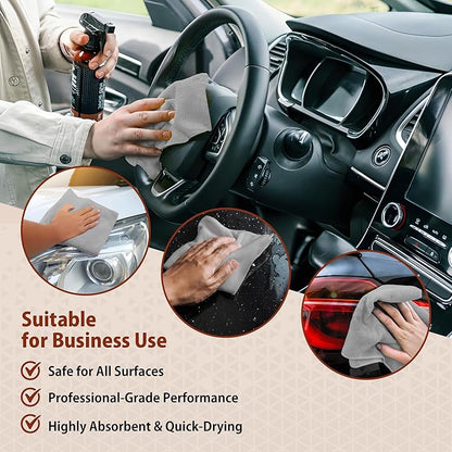 H4N Microfiber Cleaning Cloth Roll, 85 Pack Micro Fiber Wash Cloths for Car, Tear Away Towels, Ultra Absorbent Dish Rags, Non-Abrasive, Reusable and Washable Household Supplies, 11.81" x 11.81", Gray