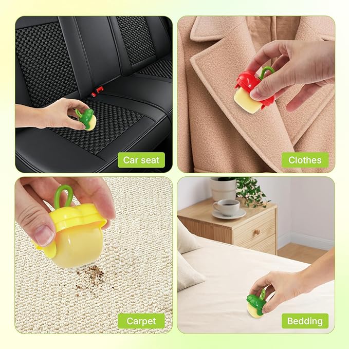 2 Pcs Protable Mini Lint Rollers, Reusable Washable Lint Rollers for Clothes Car Seats with Protective Cap, Travel Portable Lint Roller - Fits in Wallet, Pet Hair Remover(Yellow)