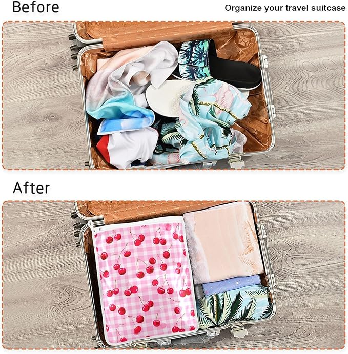 Mesh Laundry Bags Lingerie Bags for Washing Delicates 2 PCS Durable Wash Bag with Zipper Small and Medium Washable Pink Juicy Checkered Cherry