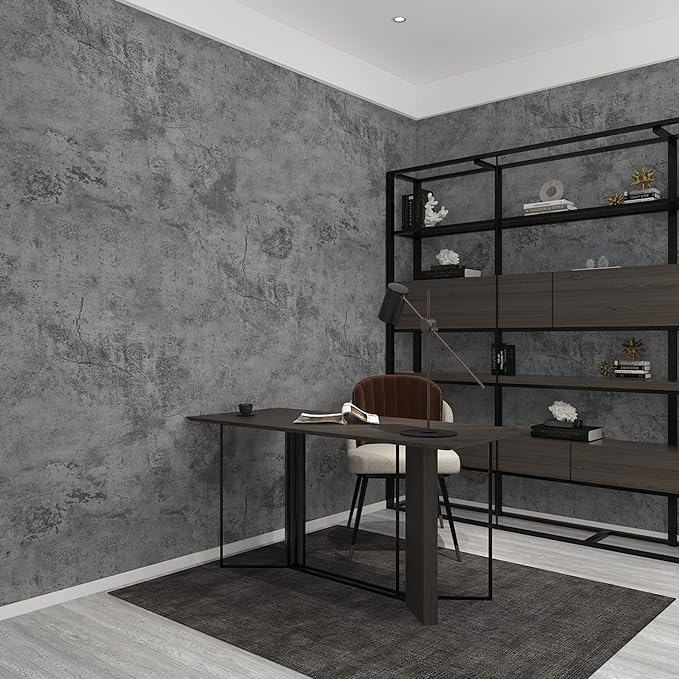 3yecao 16"×1181" Extra Thick Large Size Blue Grey Concrete Wallpaper Peel and Stick Waterproof Dark Blue Gray Concrete Cement Contact Paper Vinyl Industrial Textured Sticker for Bedroom Bathroom Gym