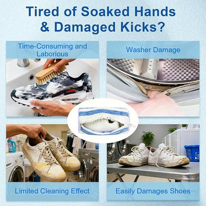 2Pcs Professional Shoe Washing Machine Bag, 360° Deep Clean and Protection for Sneakers, Tennis, Casual Shoes, Durable Shoe Laundry Bag for Washer and Dryer, Shoes Washing Bag for Any Size
