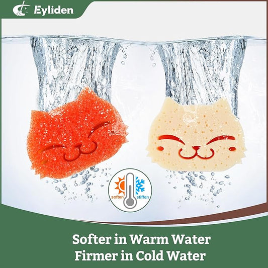 Eyliden 6 Pack Scrub Sponge - Dual-Sided, Smart-Temp Firmness, Dish Scrubber, Non-Scratch, Multi-Surface Safe Cleaning Sponges for Kitchen, Bathroom, Dish Scrubbing