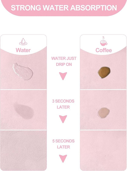 Dish Drying Mat for Kitchen Counter, 16"x24" Dish Drying Pad with Non-slip Rubber Backed, Hide Stain Anti Absorbent for Kitchen Counter, Drying Mat for Coffee Machine Dish Rack (Pink)