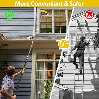 30 Foot High Ceiling Duster Kits with 7-24ft Heavy Duty Extension Pole, High Reach Duster for Cleaning,Microfiber Feather Duster,Cobweb Duster,Ceiling Fan Duster,Window Squeegee & Cleaner