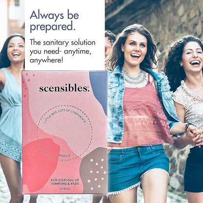 Scensibles Personal Care Disposal Bags (50 Count) - For Tampons, Pads, Liners, Condoms & More - Discreet, Hygienic & Odor-Reducing Disposal Solution