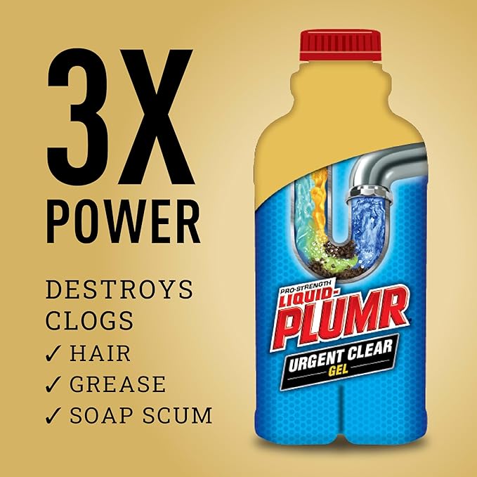 Liquid-Plumr Pro-Strength Urgent Clear, Liquid Drain Cleaner, 17 Ounces