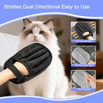 Pet Hair Removal Glove for Dogs & Cats, Upgraded Thickened Electrostatic Pet Hair Remover Glove, Reusable Magic Brush Pet Hair Remover Tool for Couch, Carpet, Car Seat(Black, 1 Glove)