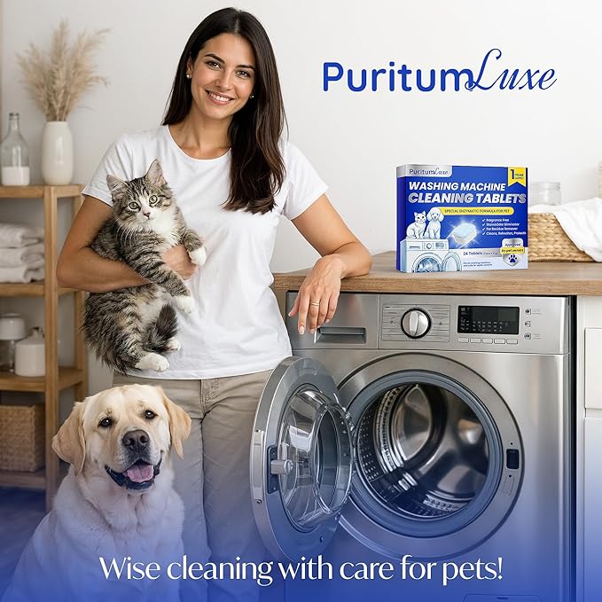 Washing Machine Cleaning Tablets – Washing Machine Cleaner Tablets Remove Pet Odor, Fur, and Dirt Buildup – Deodorizing for HE, Front, Top Load Types – Safe for Septic Systems – 24 pcs