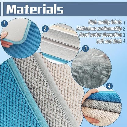 3 Pack Microfiber Dish Drying Mats,Ultra Absorbent Dish Drainer Mats,20x15" Large Size Kitchen Quick Dry Pads for Counter,Under Sink,Coffee Rack(Blue,Beige,Gray)