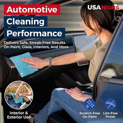 USANOOKS Microfiber Cleaning Cloth - Turq - 24Pcs (12.5x12.5 inch) High Performance - 1200 Washes, Ultra Absorbent Car Towel Traps Grime & Liquid for Streak-Free Mirror Shine - car Washing Cloth