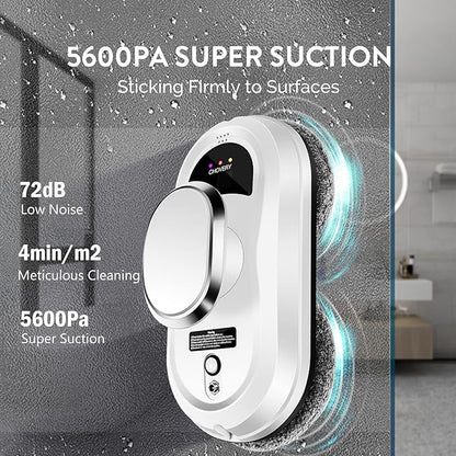 Window Cleaner Robot,Smart Glass Cleaning Robotic with 5600Pa Strong Suction,Remote Control Window Cleaning Robot for Windows/Tiles/Class Door