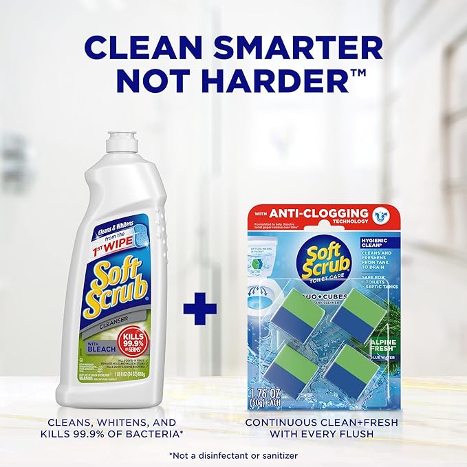 Soft Scrub in-Tank Toilet Cleaner Duo-Cubes, Alpine Fresh, 4Count